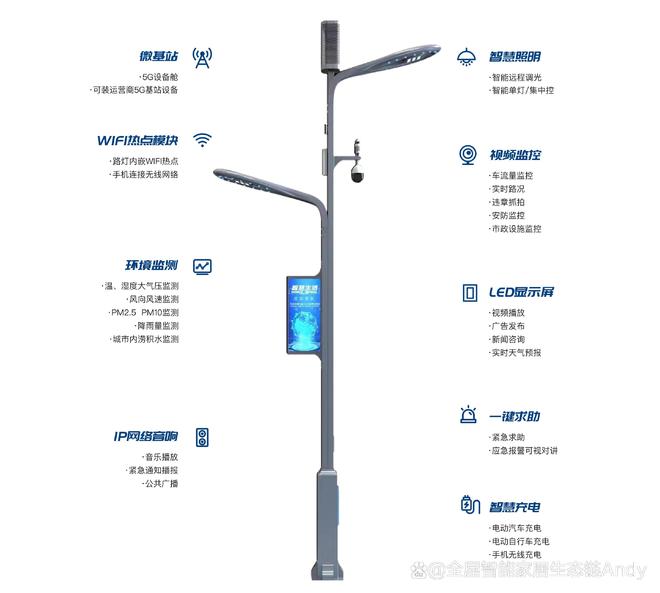 杆屏物联网广告屏源头解决方案LED智慧灯杆显示屏AI灯(图2)